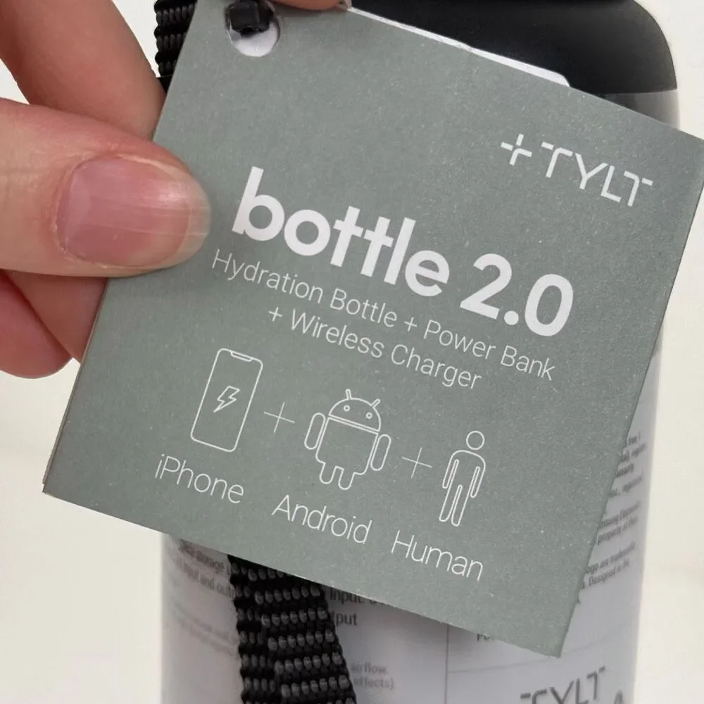 TYLT Bottle 2.0 Hydration Bottle With Built In Power Bank & Wireless Charger NEW